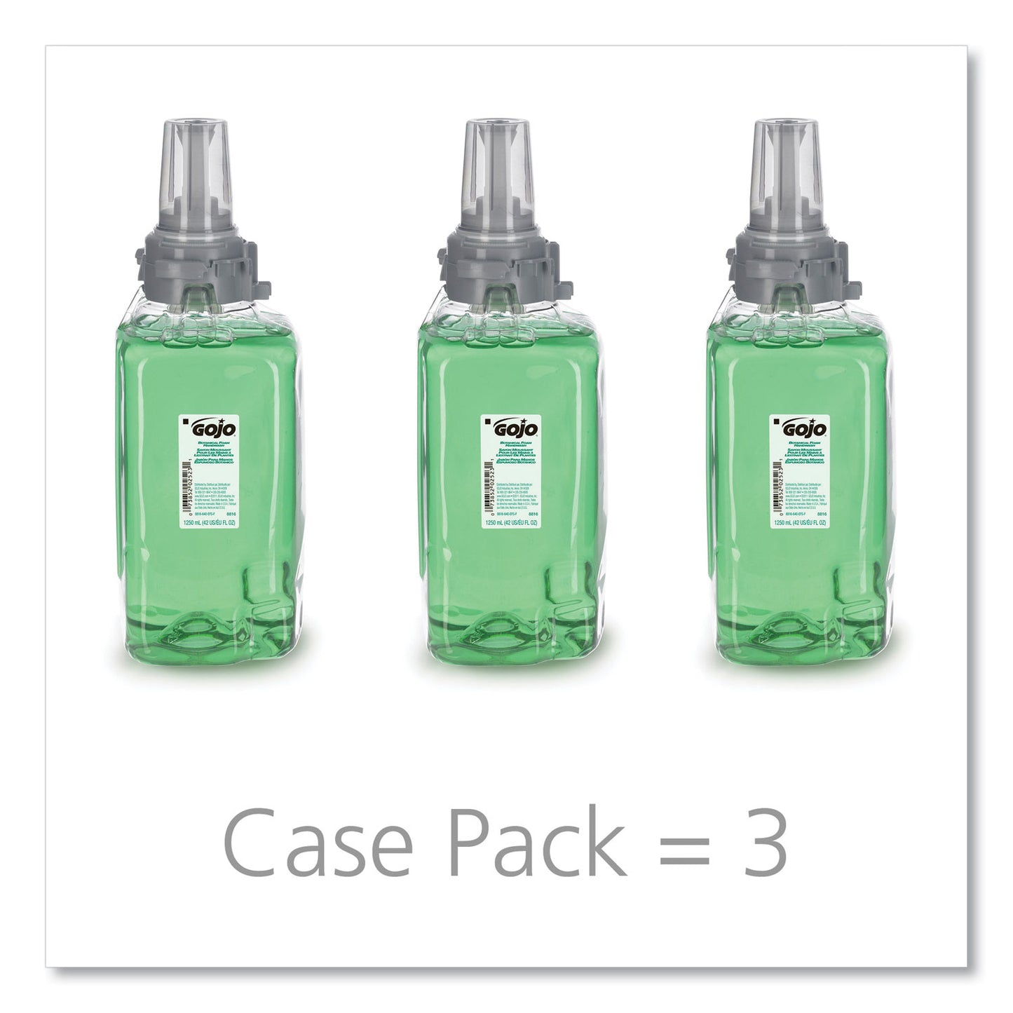 GOJO Botanical Foam Handwash Refill, For ADX-12 Dispenser, Botanical Scent, 1,250 mL, 3/Carton (881603CT)