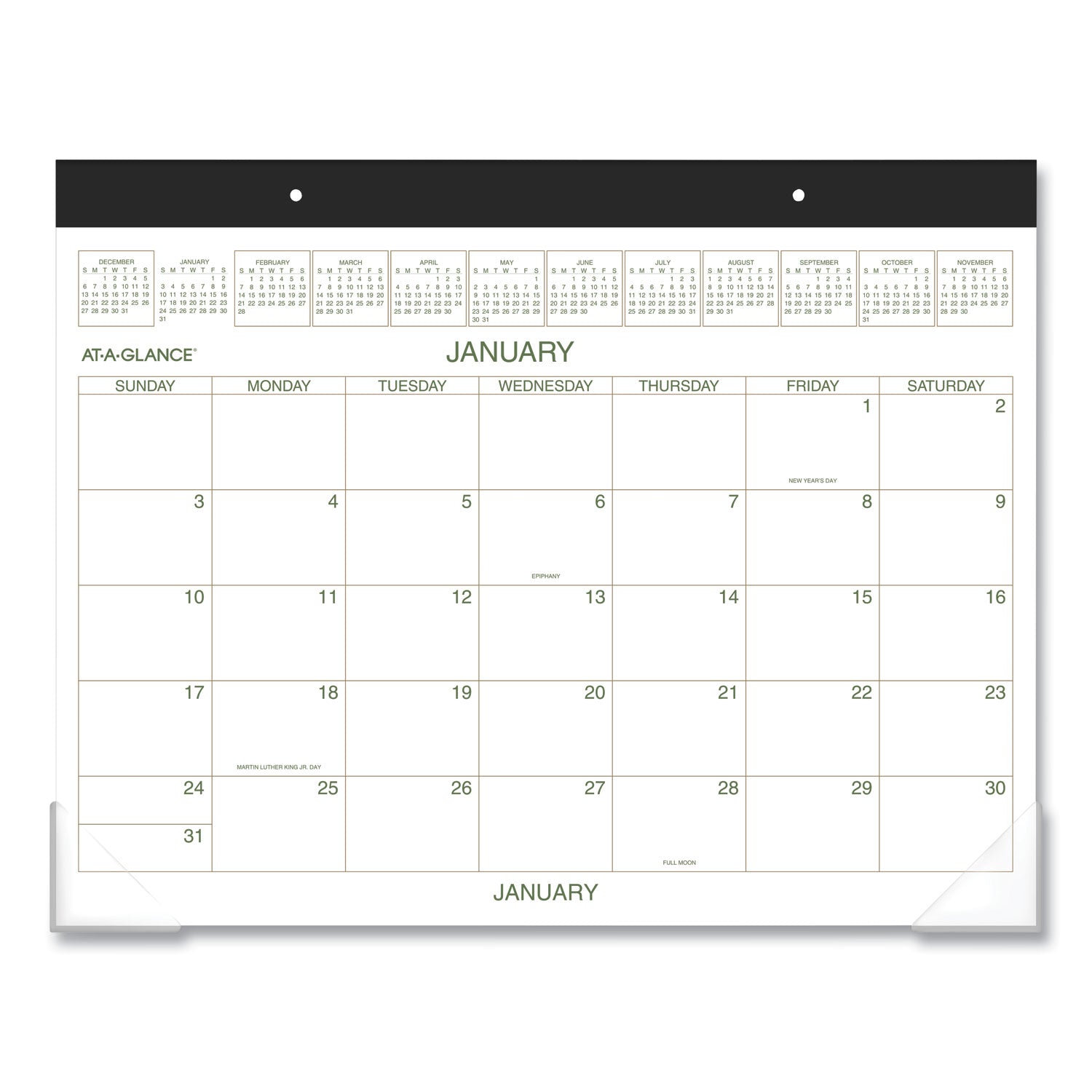 AT-A-GLANCE Two-Color Desk Pad, 22 x 17, White Sheets, Black Binding, Clear Corners, 12-Month (Jan to Dec): 2025 (GG250000)