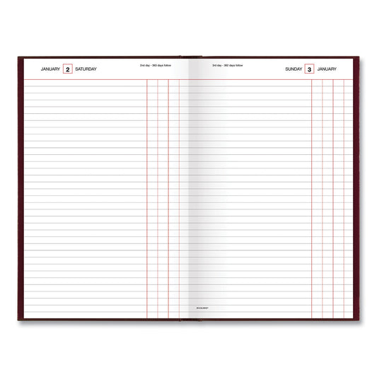 AT-A-GLANCE Standard Diary Daily Journal, 2025 Edition, Wide/Legal Rule, Red Cover, (210) 12 x 7.75 Sheets (SD37713)