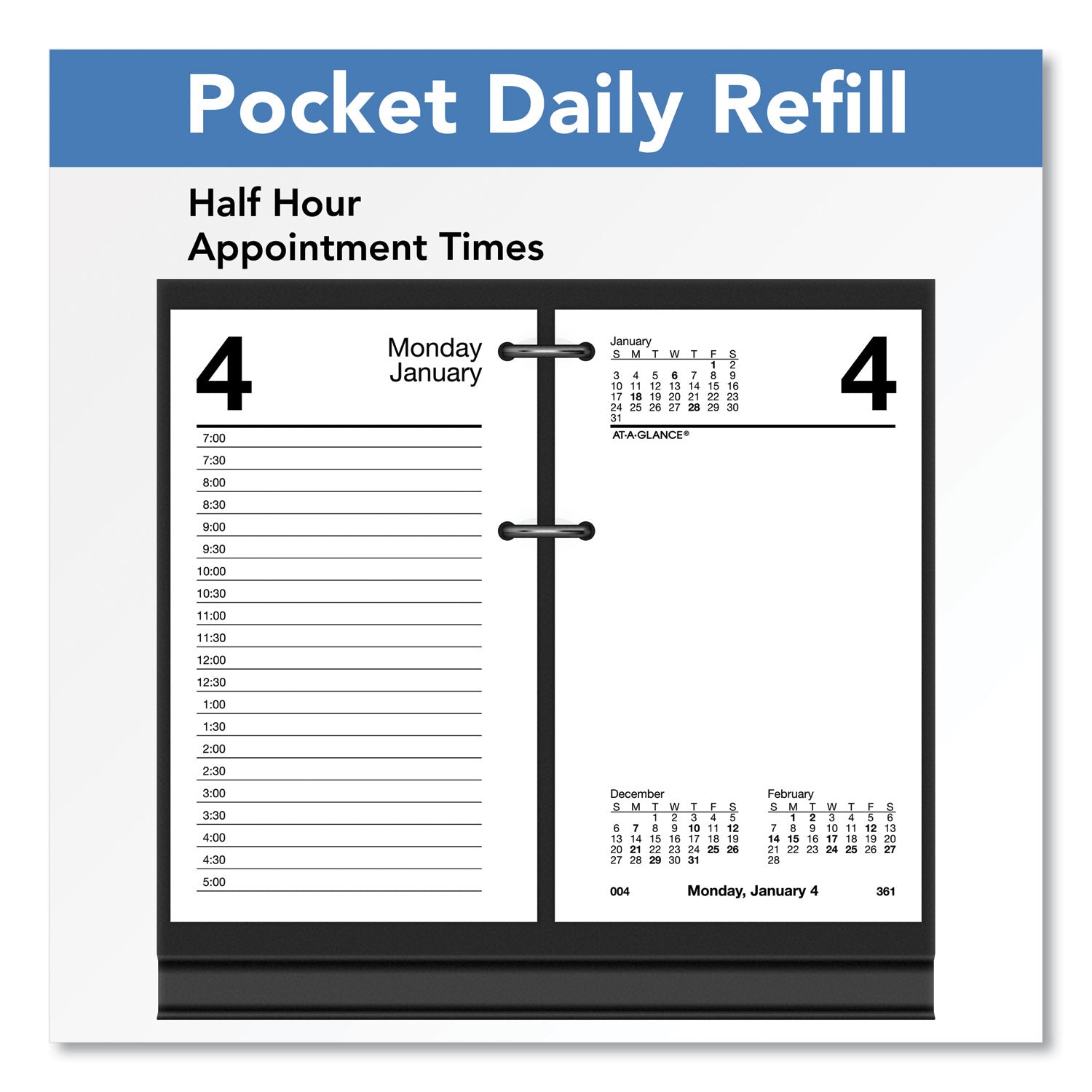 AT-A-GLANCE Desk Calendar Refill, 3.5 x 6, White Sheets, 12-Month (Jan to Dec): 2025 (E71750)