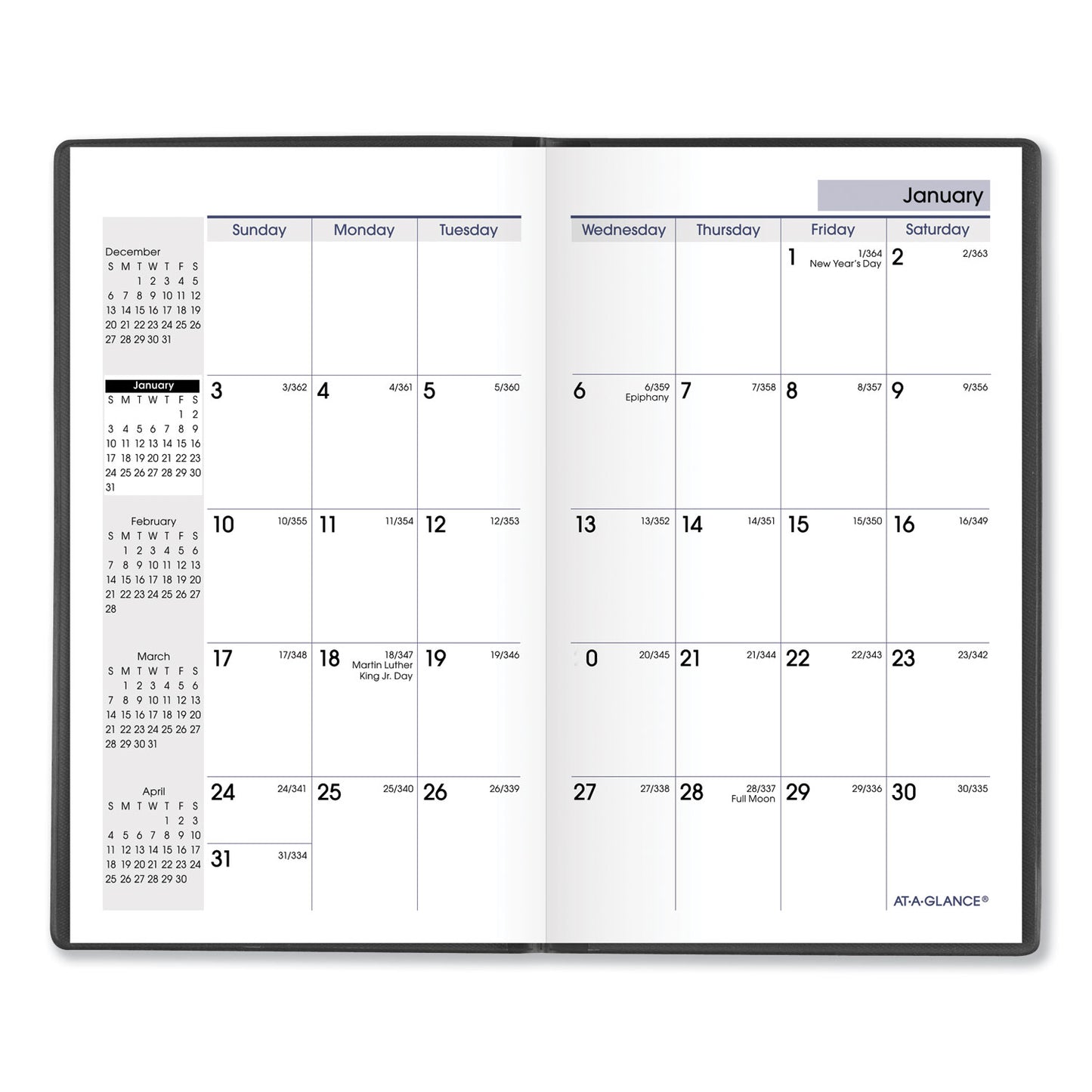 AT-A-GLANCE DayMinder Pocket-Sized Monthly Planner, Unruled Blocks, 6 x 3.5, Black Cover, 14-Month: Dec 2024 to Jan 2026 (SK5300)