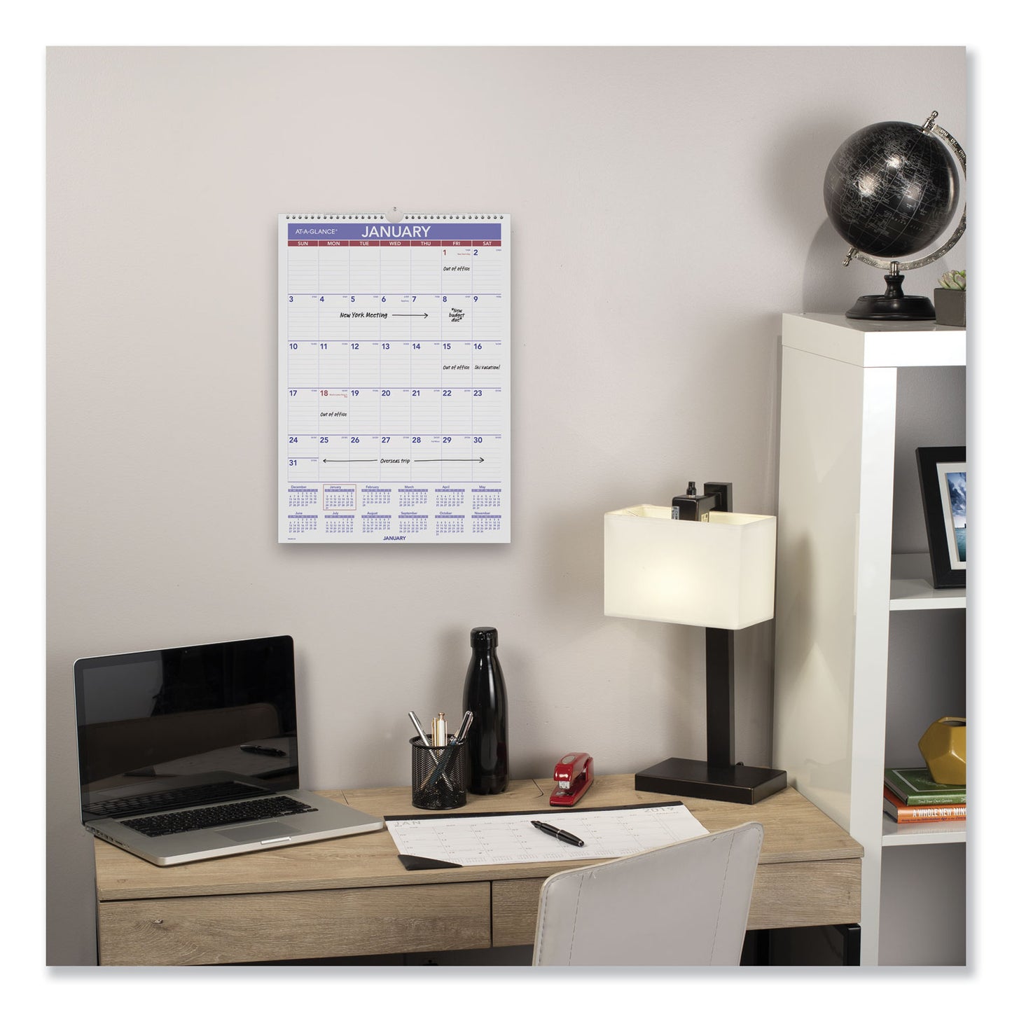 AT-A-GLANCE Erasable Wall Calendar, 12 x 17, White Sheets, 12-Month (Jan to Dec): 2025 (PMLM0228)