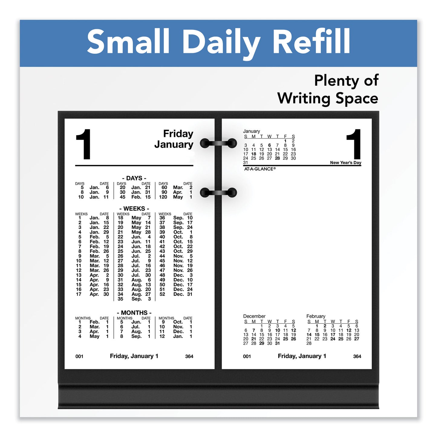 AT-A-GLANCE Financial Desk Calendar Refill, 3.5 x 6, White Sheets, 12-Month (Jan to Dec): 2025 (S17050)