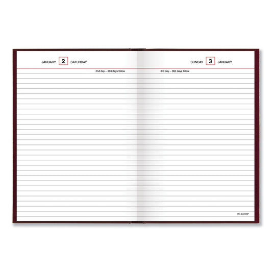 AT-A-GLANCE Standard Diary Daily Reminder Book, 2025 Edition, Medium/College Rule, Red Cover, (201) 8.25 x 5.75 Sheets (SD38913)