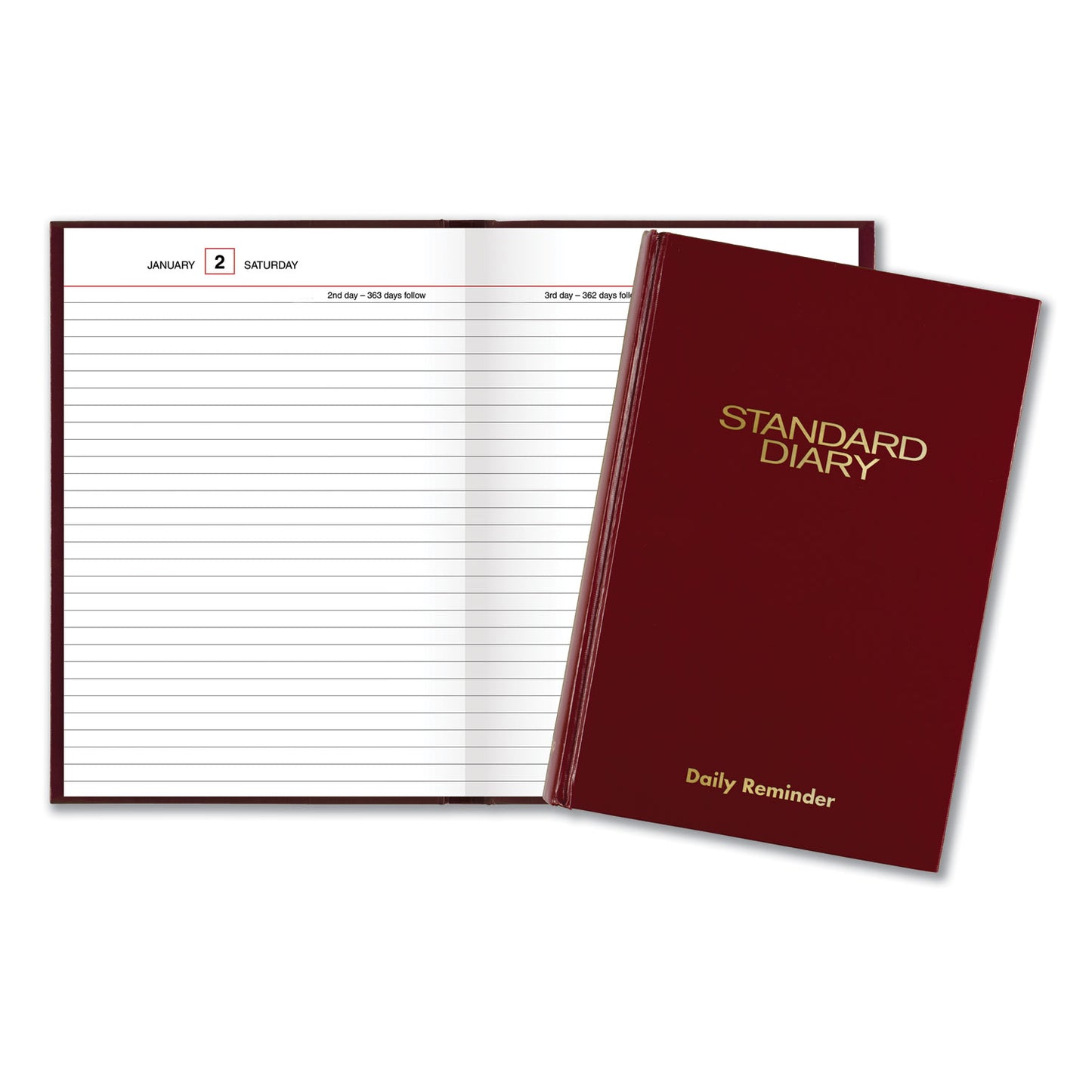 AT-A-GLANCE Standard Diary Daily Reminder Book, 2025 Edition, Medium/College Rule, Red Cover, (201) 8.25 x 5.75 Sheets (SD38913)