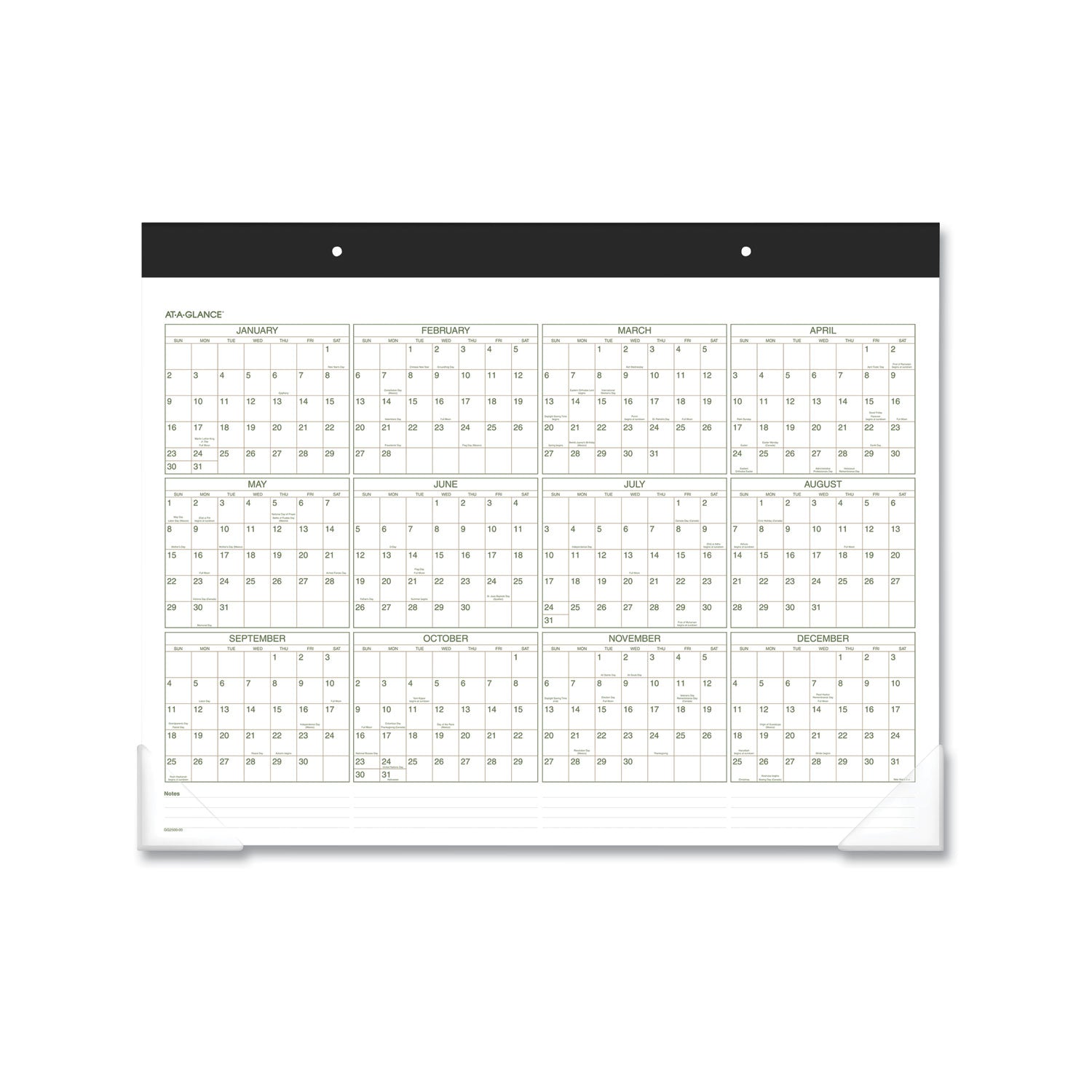 AT-A-GLANCE Two-Color Desk Pad, 22 x 17, White Sheets, Black Binding, Clear Corners, 12-Month (Jan to Dec): 2025 (GG250000)