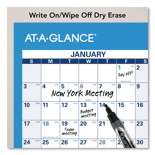 AT-A-GLANCE Horizontal Reversible/Erasable Wall Planner, 36 x 24, White/Blue Sheets, 12-Month (Jan to Dec): 2025 (PM20028)