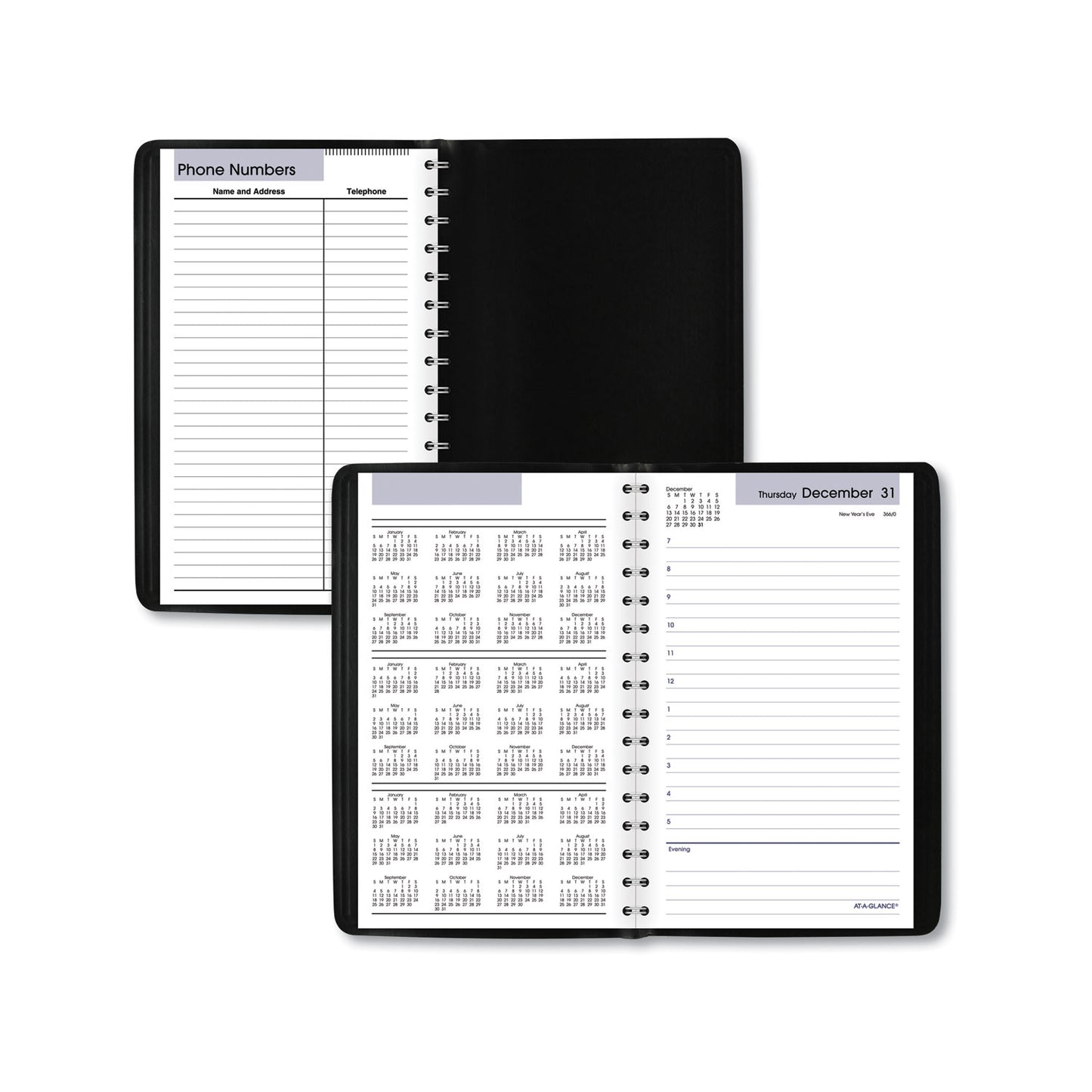 AT-A-GLANCE DayMinder Daily Appointment Book, 8 x 5, Black Cover, 12-Month (Jan to Dec): 2025 (SK4400)