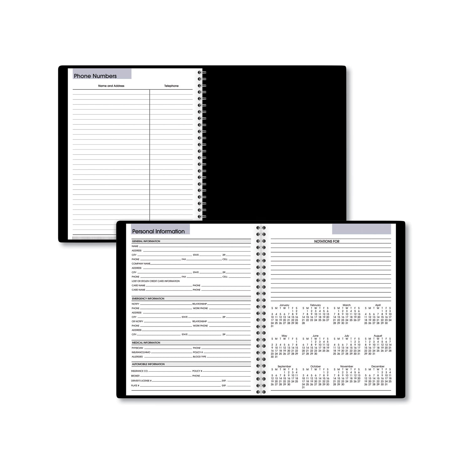 AT-A-GLANCE DayMinder Open-Schedule Weekly Appointment Book, 8.75 x 7, Black Cover, 12-Month (Jan to Dec): 2025 (G53500)