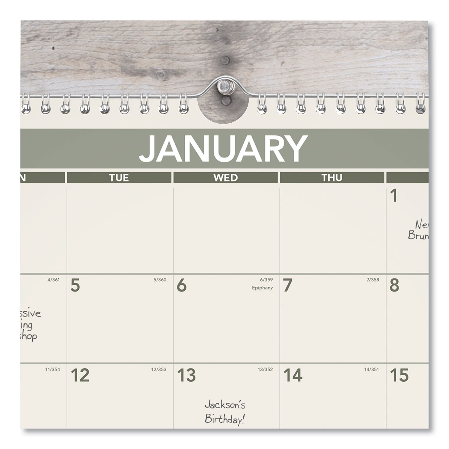 AT-A-GLANCE Recycled Wall Calendar, Unruled Blocks, 15 x 12, Sand/Green Sheets, 12-Month (Jan to Dec): 2025 (PMG7728)