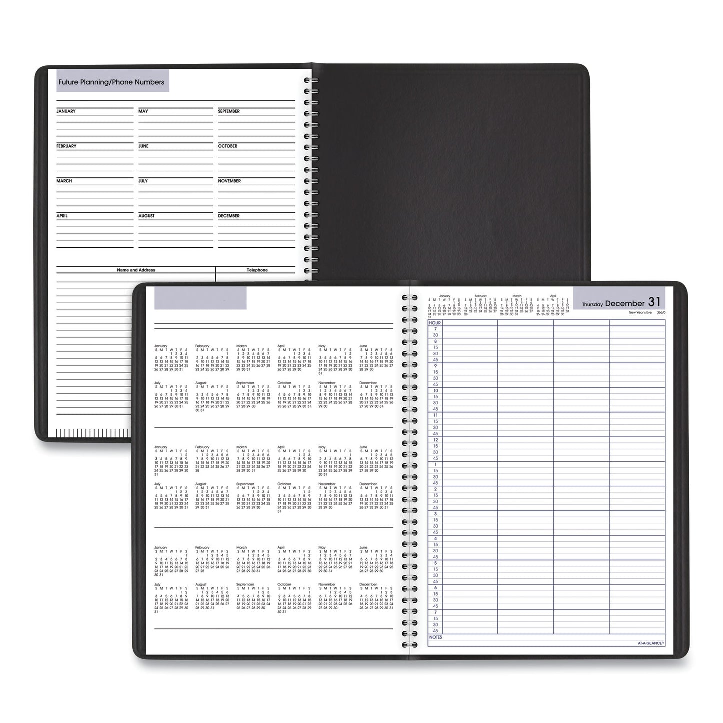 AT-A-GLANCE DayMinder Four-Person Group Daily Appointment Book, 11 x 8, Black Cover, 12-Month (Jan to Dec): 2025 (G56000)