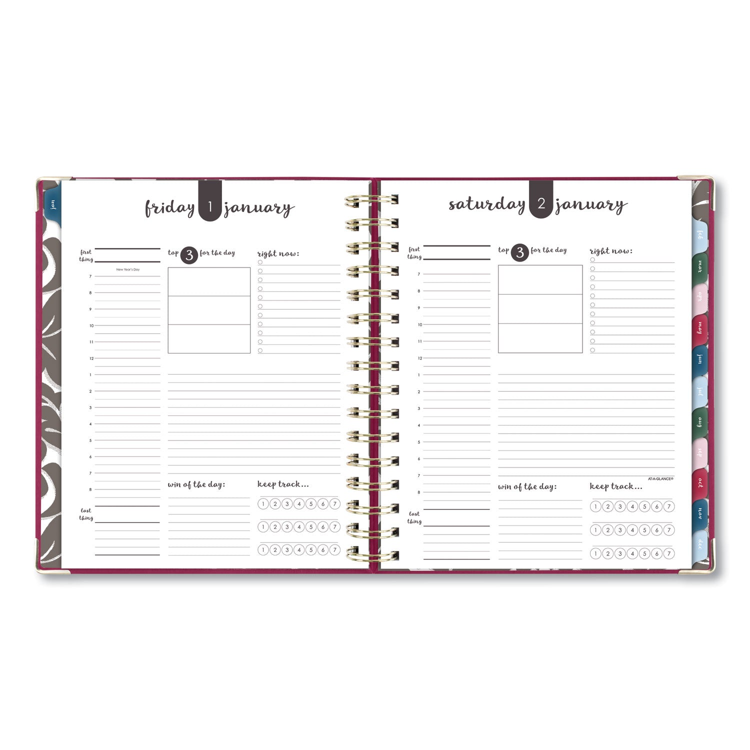 AT-A-GLANCE Harmony Daily Hardcover Planner, 8.75 x 7, Berry Cover, 12-Month (Jan to Dec): 2025 (609980659)