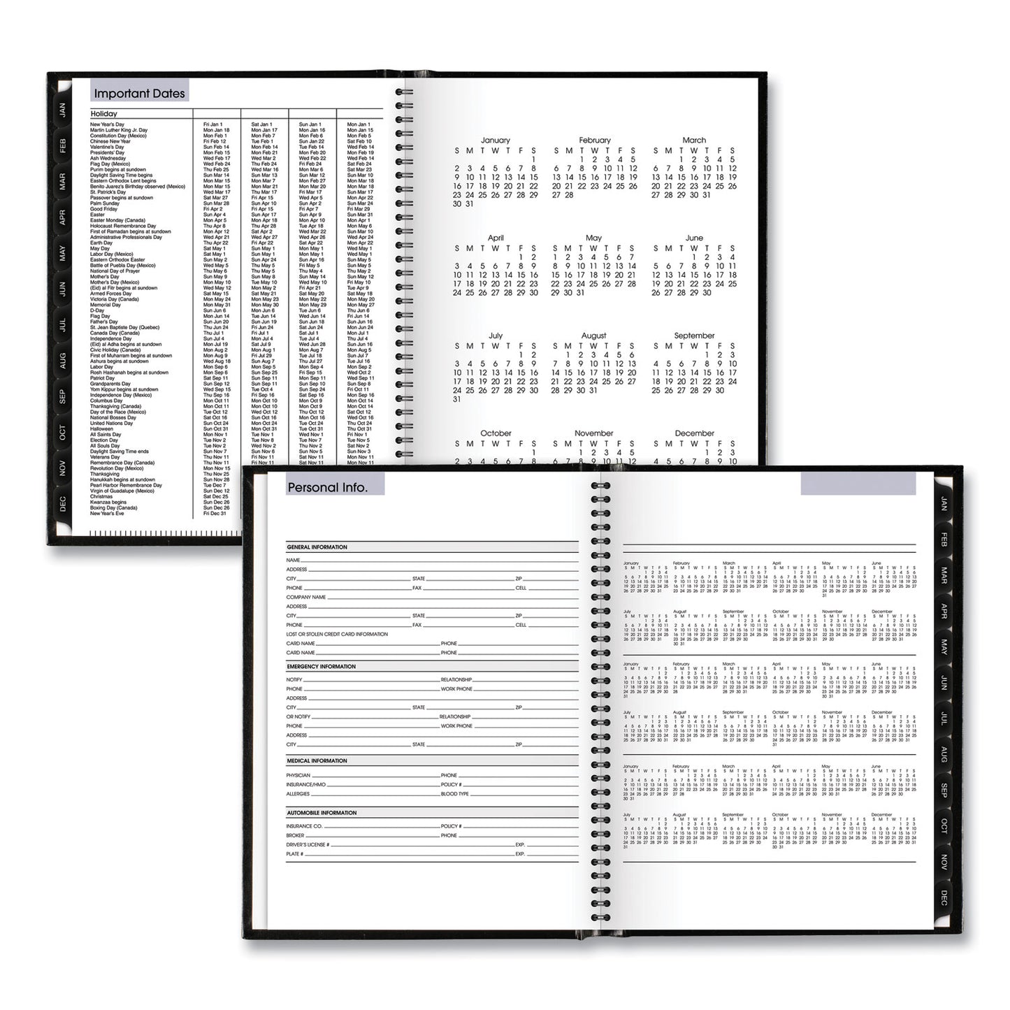 AT-A-GLANCE DayMinder Hardcover Weekly Vertical-Column Format Appointment Book, 11 x 8, Black Cover, 12-Month (Jan to Dec): 2025 (G520H00)