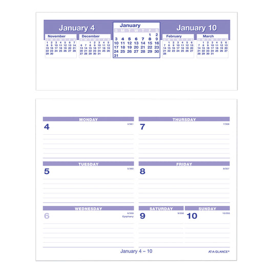 AT-A-GLANCE Flip-A-Week Desk Calendar and Base, 7 x 5.5, White Sheets, 12-Month (Jan to Dec): 2025 (SW700X00)