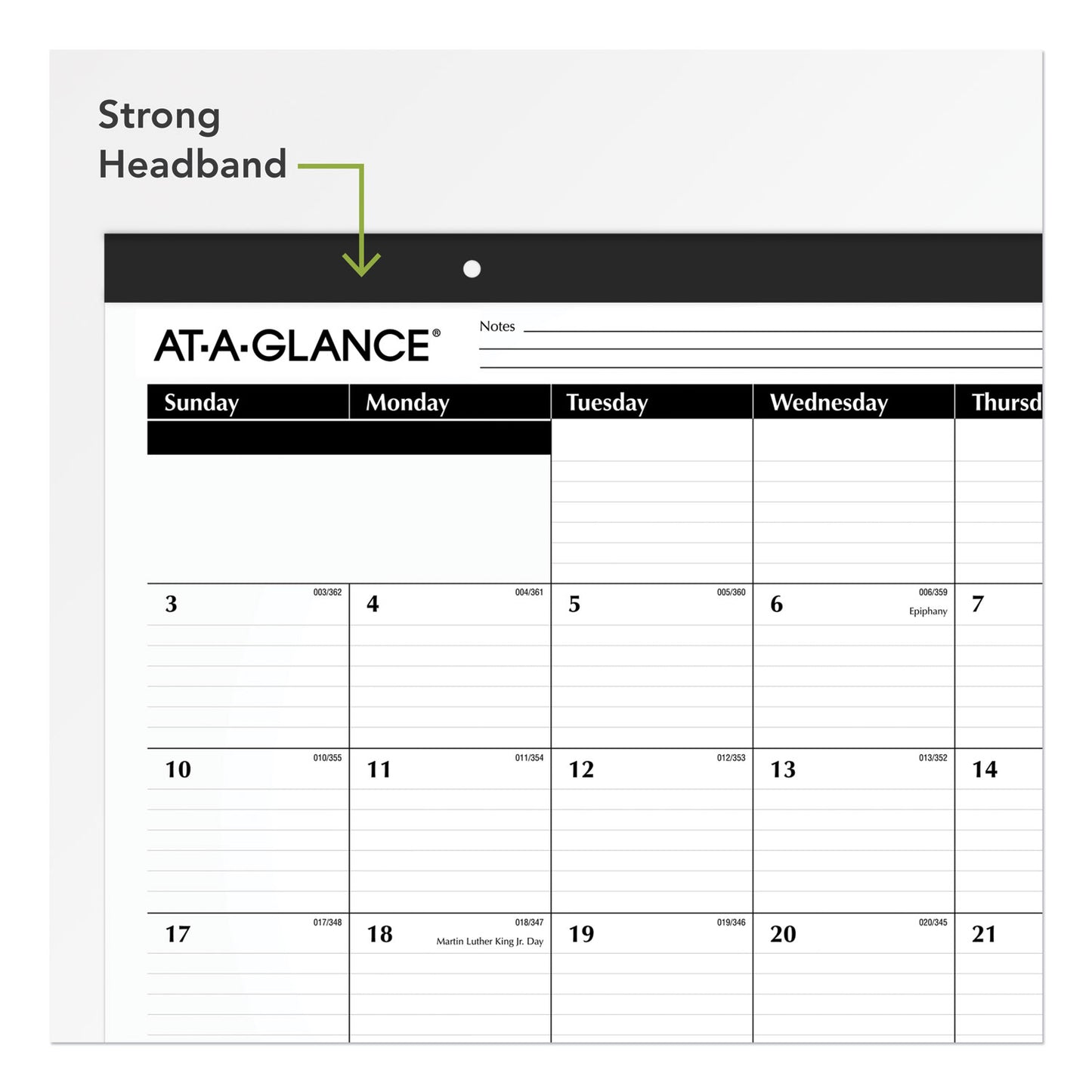 AT-A-GLANCE Ruled Desk Pad, 22 x 17, White Sheets, Black Binding, Black Corners, 12-Month (Jan to Dec): 2025 (SK2400)