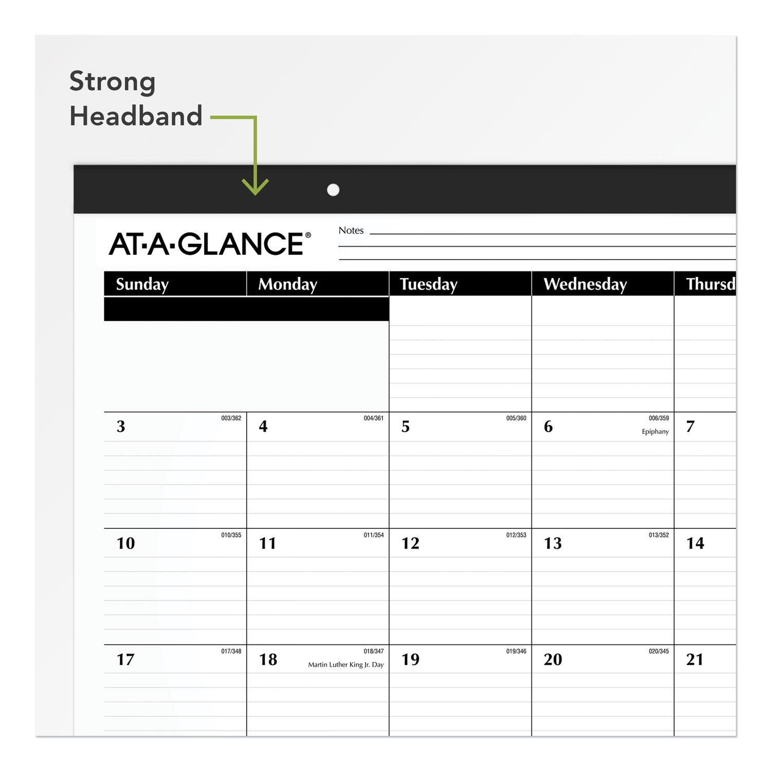 AT-A-GLANCE Ruled Desk Pad, 22 x 17, White Sheets, Black Binding, Black Corners, 12-Month (Jan to Dec): 2025 (SK2400)