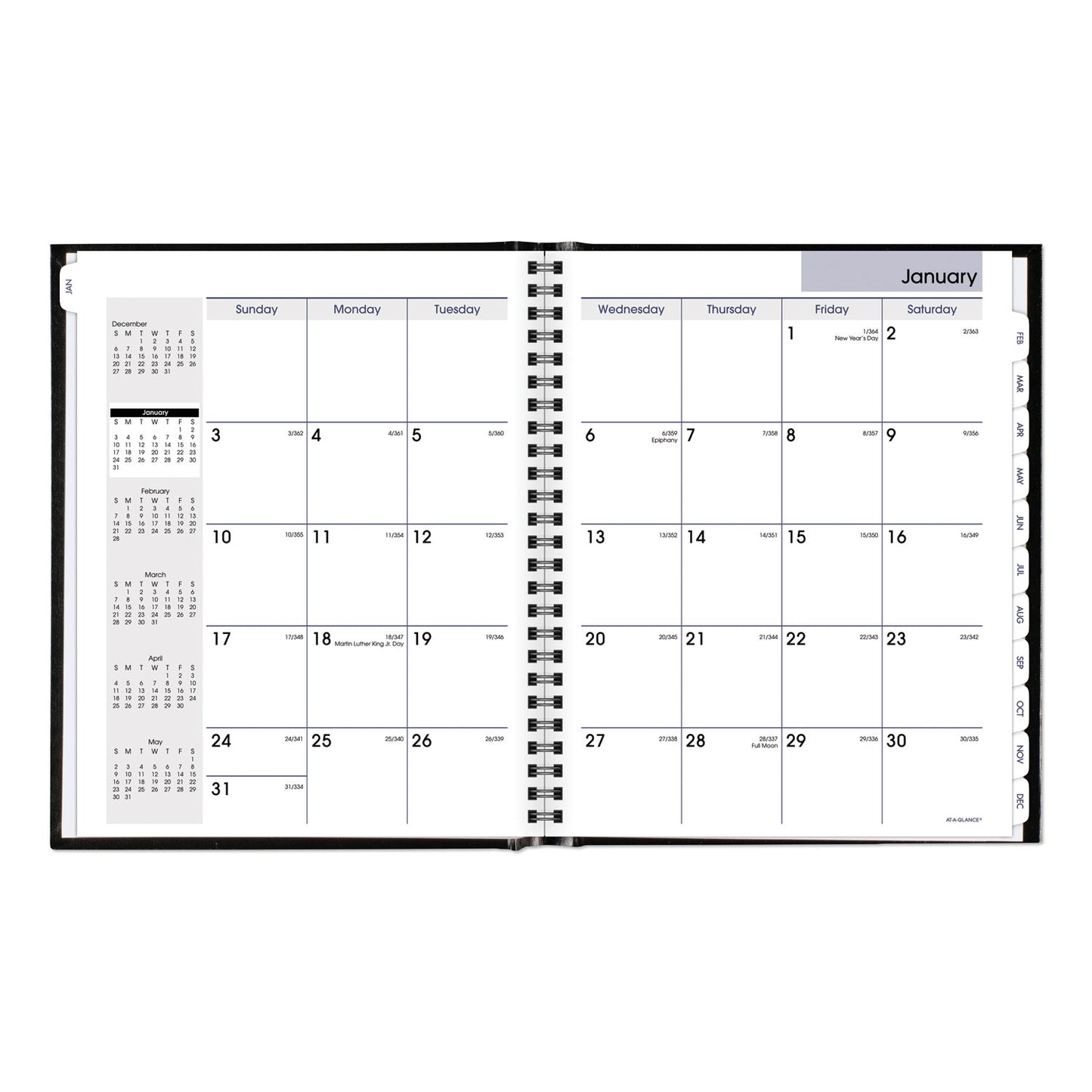 AT-A-GLANCE DayMinder Hard-Cover Monthly Planner with Memo Section, Unruled Blocks, 8.5 x 7, Black Cover, 12-Month (Jan to Dec): 2025 (G400H00)