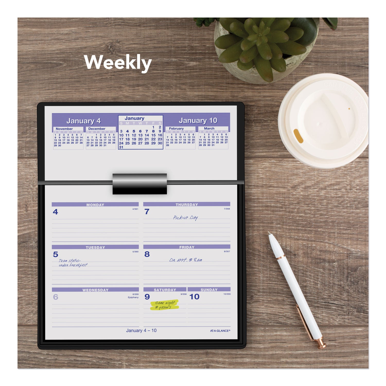 AT-A-GLANCE Flip-A-Week Desk Calendar and Base, 7 x 5.5, White Sheets, 12-Month (Jan to Dec): 2025 (SW700X00)