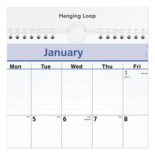 AT-A-GLANCE QuickNotes Wall Calendar, 12 x 17, White/Blue/Yellow Sheets, 12-Month (Jan to Dec): 2025 (PM5228)