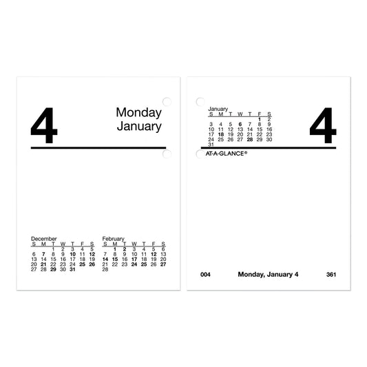 AT-A-GLANCE Compact Desk Calendar Refill, 3 x 3.75, White Sheets, 12-Month (Jan to Dec): 2025 (E91950)