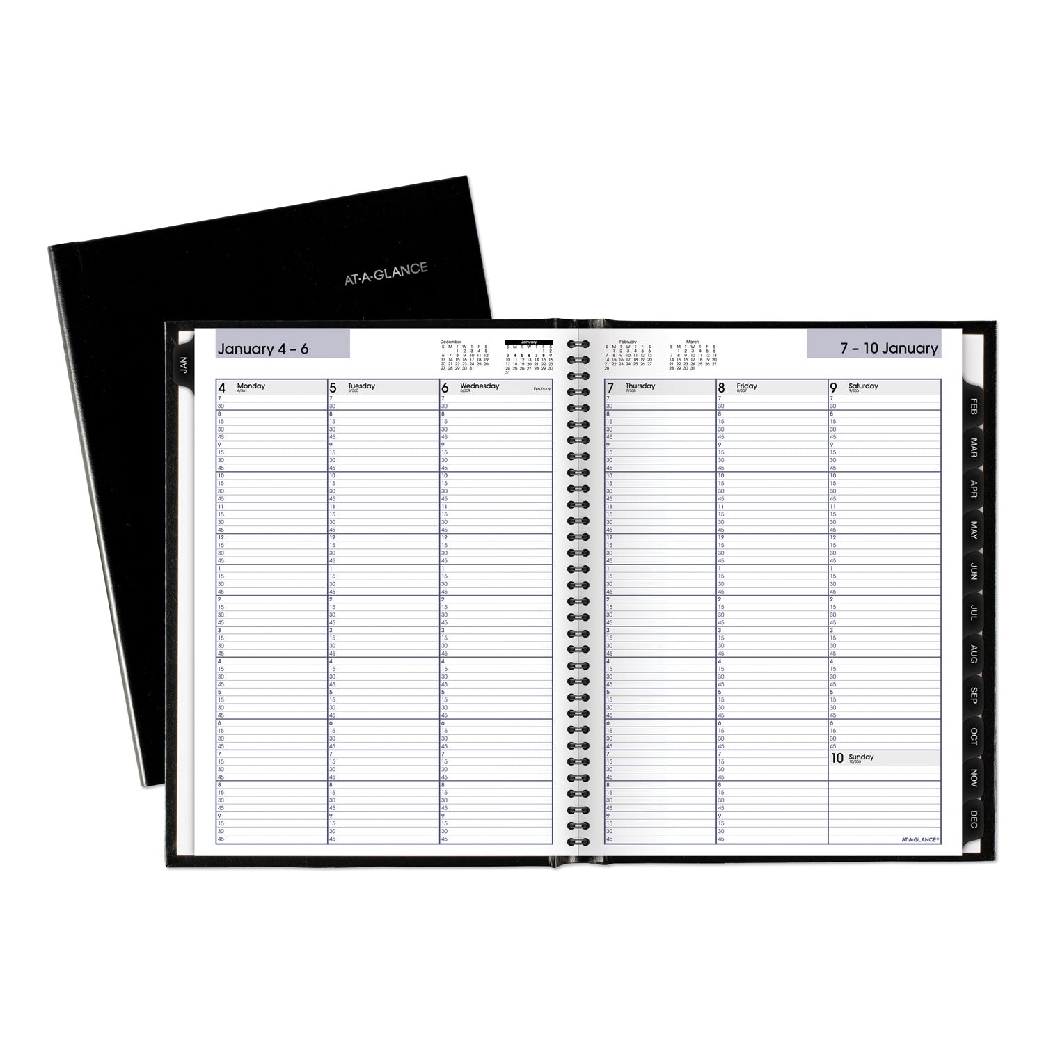 AT-A-GLANCE DayMinder Hardcover Weekly Vertical-Column Format Appointment Book, 11 x 8, Black Cover, 12-Month (Jan to Dec): 2025 (G520H00)