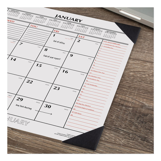 AT-A-GLANCE Two-Color Monthly Desk Pad Calendar, 22 x 17, White Sheets, Black Corners, 12-Month (Jan to Dec): 2025 (SK117000)