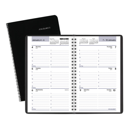 AT-A-GLANCE DayMinder Block Format Weekly Appointment Book, 8.5 x 5.5, Black Cover, 12-Month (Jan to Dec): 2025 (G20000)