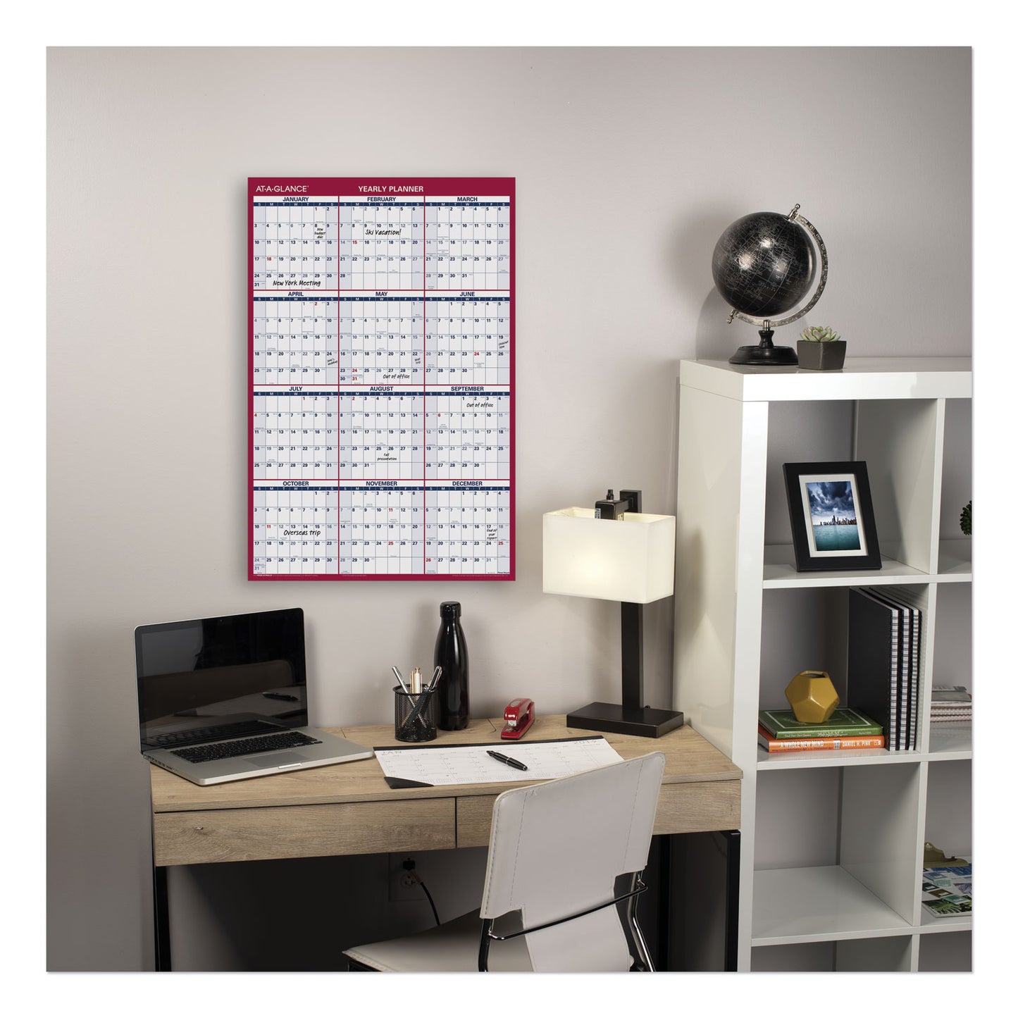 AT-A-GLANCE Erasable Vertical/Horizontal Wall Planner, 24 x 36, White/Blue/Red Sheets, 12-Month (Jan to Dec): 2025 (PM2628)