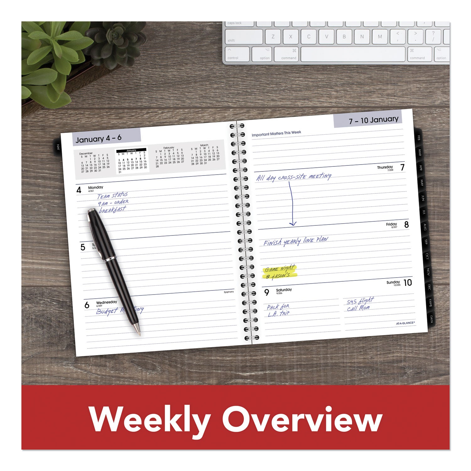 AT-A-GLANCE DayMinder Executive Weekly/Monthly Refill, 8.75 x 7, White Sheets, 12-Month (Jan to Dec): 2025 (G54550)