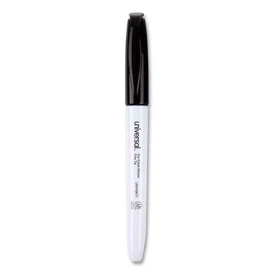 Universal Pen Style Dry Erase Marker, Fine Bullet Tip, Black, Dozen (43671)