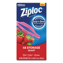 Ziploc Double Zipper Storage Bags, Triple System Seal, Quart, 9.63" x 8.5", Clear, 48/Box (314469BX)