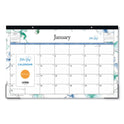 Blue Sky Lindley Desk Pad, Floral Artwork, 17 x 11, White/Blue/Green Sheets, Black Binding, Clear Corners, 12-Month (Jan to Dec): 2025 (100024)