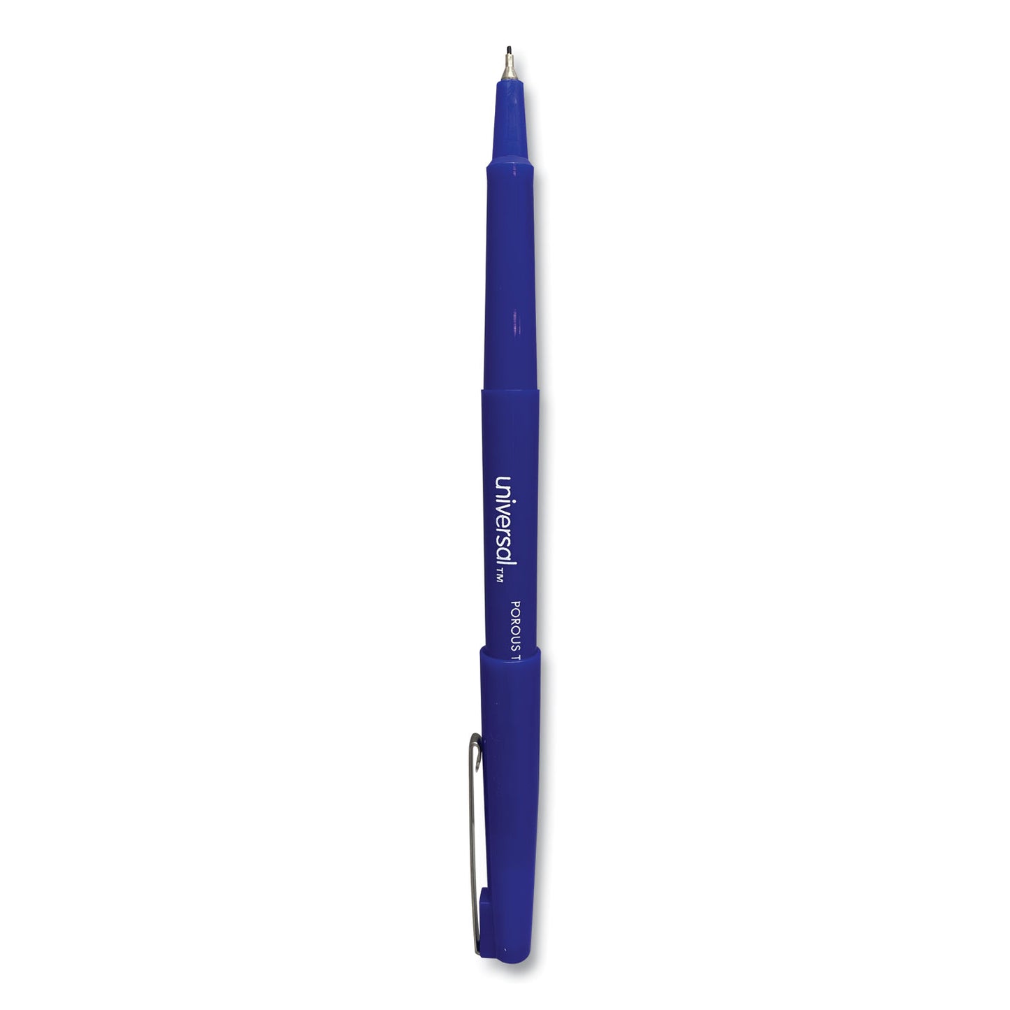 Universal Porous Point Pen, Stick, Medium 0.7 mm, Blue Ink, Blue Barrel, Dozen (50501)