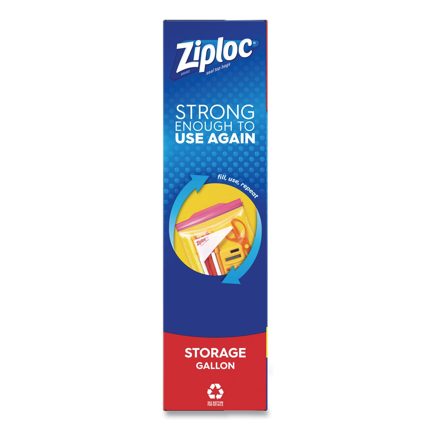 Ziploc Double Zipper Storage Bags, Triple System Seal, Gallon, 10.56" x 10.75", Clear, 38/Box (314470BX)