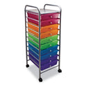 Advantus Portable Drawer Organizer, Metal, 1 Shelf, 10 Drawers, 13" x 15.38" x 37.75", Matte Gray/Assorted (34004)
