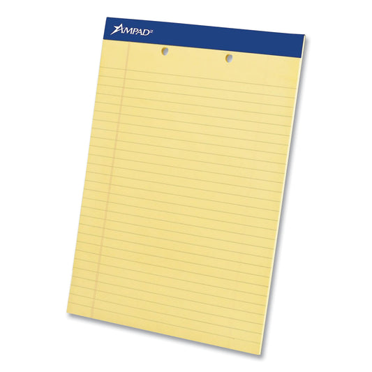 Ampad Perforated Writing Pads, Wide/Legal Rule, 50 Canary-Yellow 8.5 x 11.75 Sheets, Dozen (20224)