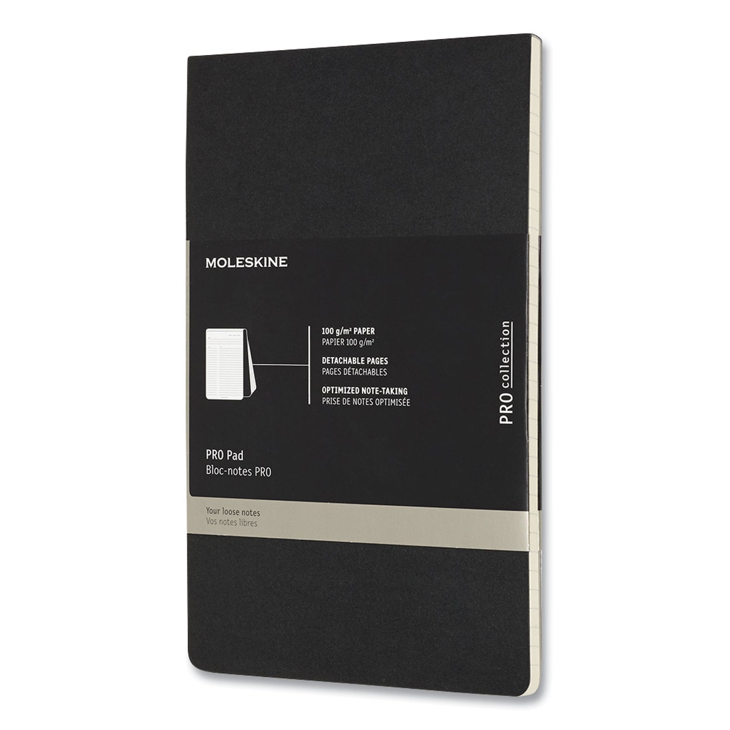 Moleskine PRO Pad, Meeting-Minutes/Notes Format, Black Cover, 96 Ivory 5 x 8.25 Sheets (620916)