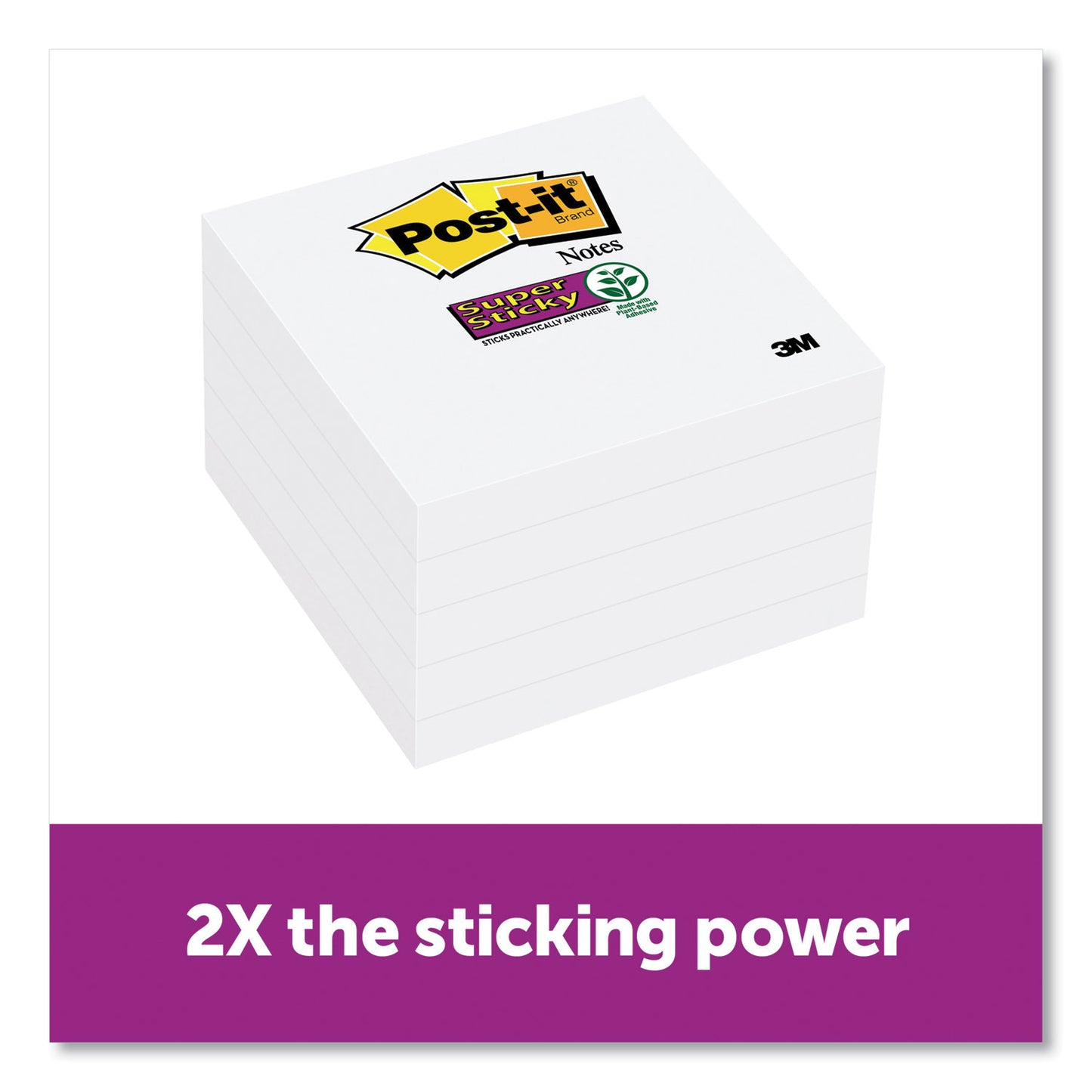 Post-it Self-Stick Notes 3" x 3", White, 90 Sheets/Pad, 8 Pads/Pack (6545SSW)