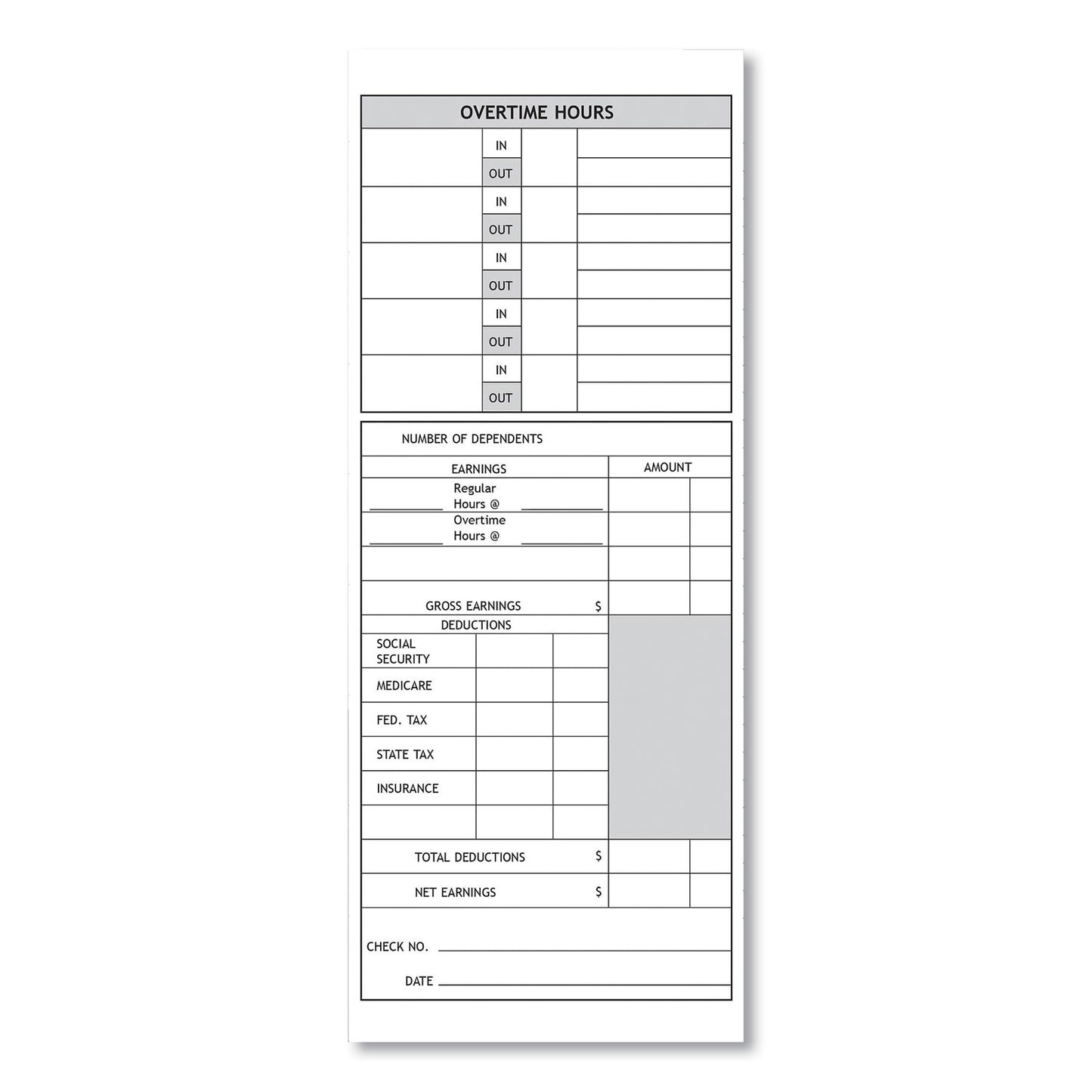 Time Clock Cards for Pyramid Technologies 1000/2000, Two Sides, 3.5 x 9, 100/Pack (33111)