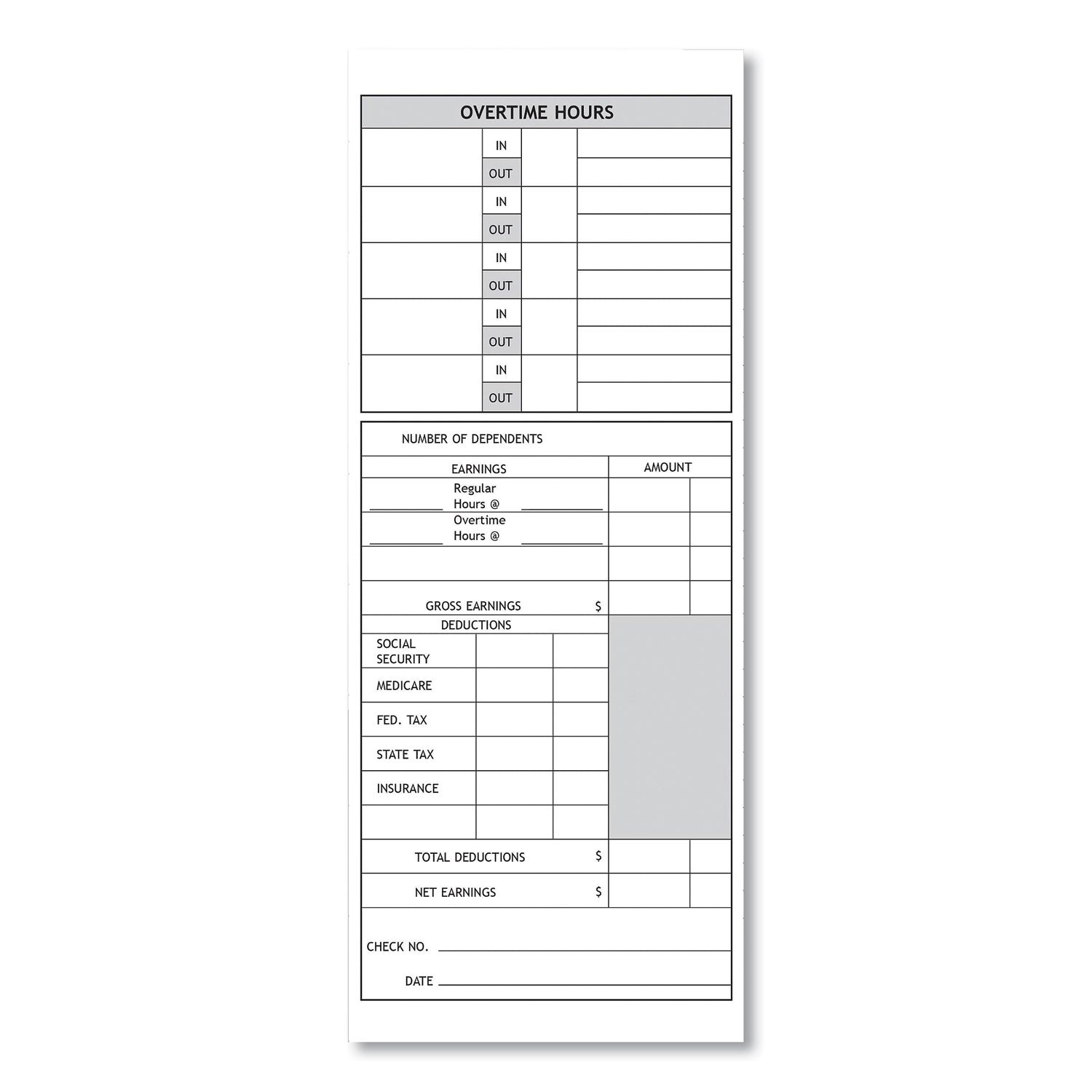 Time Clock Cards for Pyramid Technologies 1000/2000, Two Sides, 3.5 x 9, 100/Pack (33111)