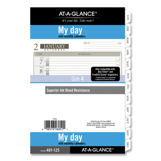 AT-A-GLANCE 1-Page-Per-Day Planner Refills, 8.5 x 5.5, White Sheets, 12-Month (Jan to Dec): 2025 (48112521)