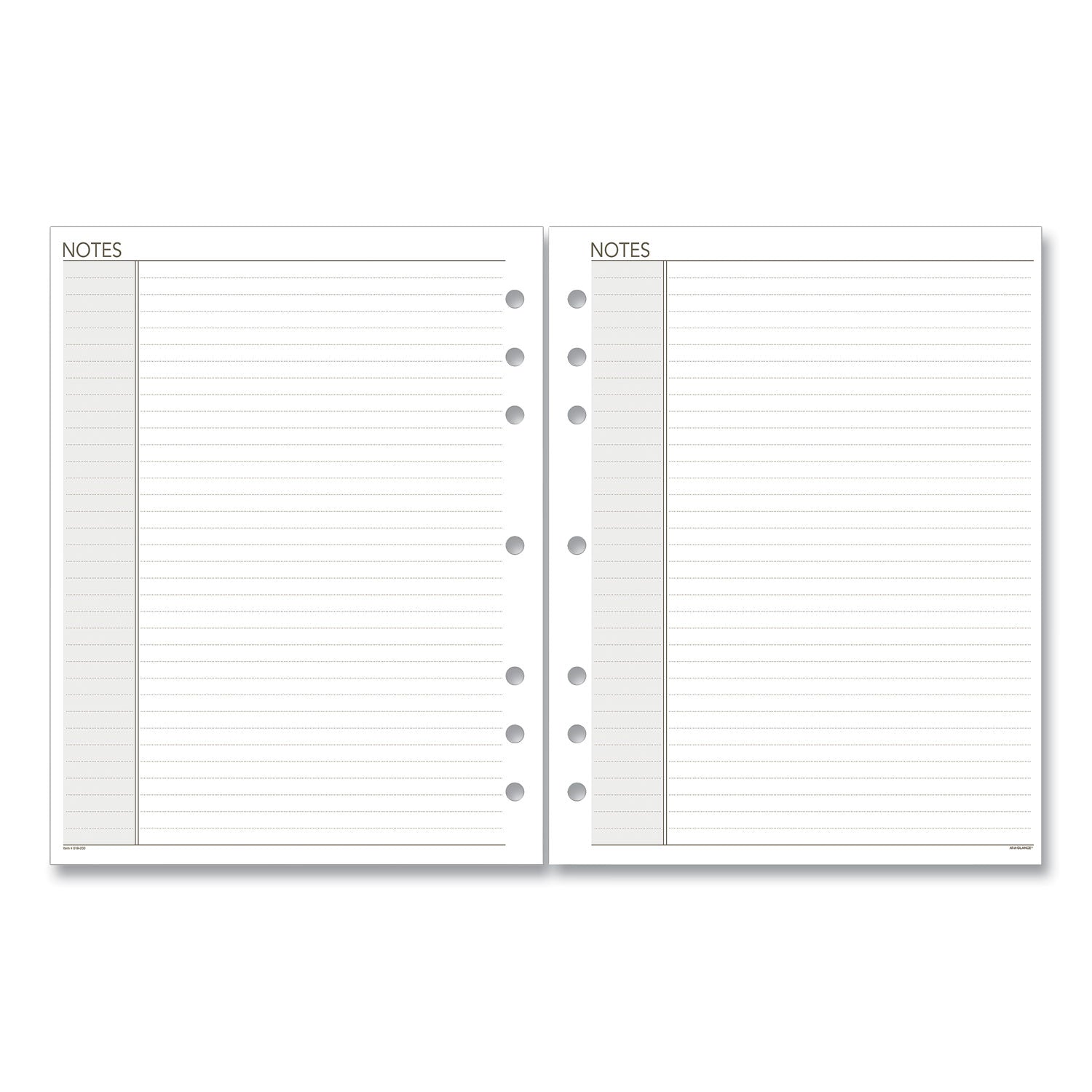 AT-A-GLANCE Lined Notes Pages for Planners/Organizers, 8.5 x 5.5, White Sheets, Undated (011200)