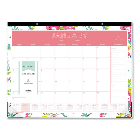 Blue Sky Day Designer Peyton Desk Pad Calendar, Floral Artwork, 22 x 17, Black Binding, Clear Corners, 12-Month (Jan to Dec): 2025 (103631)