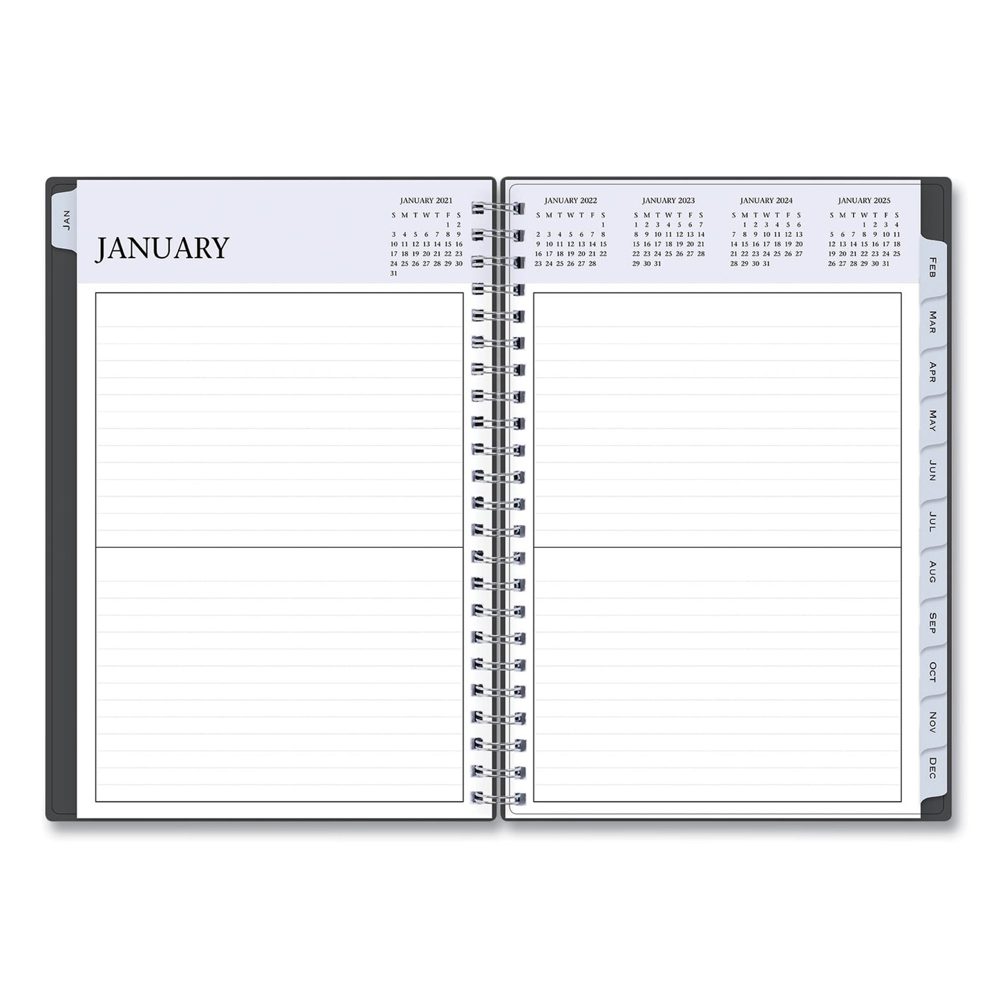 Blue Sky Passages Non-Dated Perpetual Daily Planner, 8.5 x 5.5, Black Cover, 60-Month (Jan to Dec): 2021 to 2025 (113565)