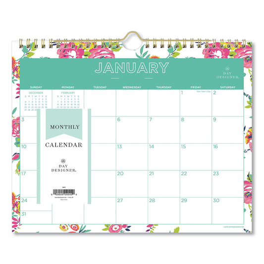 Blue Sky Day Designer Peyton Wall Calendar, Floral Artwork, 11 x 8.75, White/Multicolor Sheets, 12-Month (Jan to Dec): 2025 (103629)