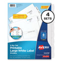 Avery Big Tab Printable Large White Label Tab Dividers, 8-Tab, 11 x 8.5, White, 4 Sets (14439)