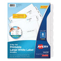 Avery Big Tab Printable Large White Label Tab Dividers, 8-Tab, 11 x 8.5, White, 4 Sets (14439)