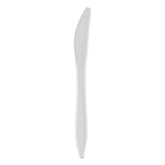 Berkley Square Mediumweight Polypropylene Cutlery, Knife, White, 1,000/Carton (1011000)