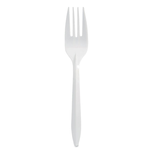 Berkley Square Mediumweight Polypropylene Cutlery, Fork, White, 1,000/Carton (1012000)