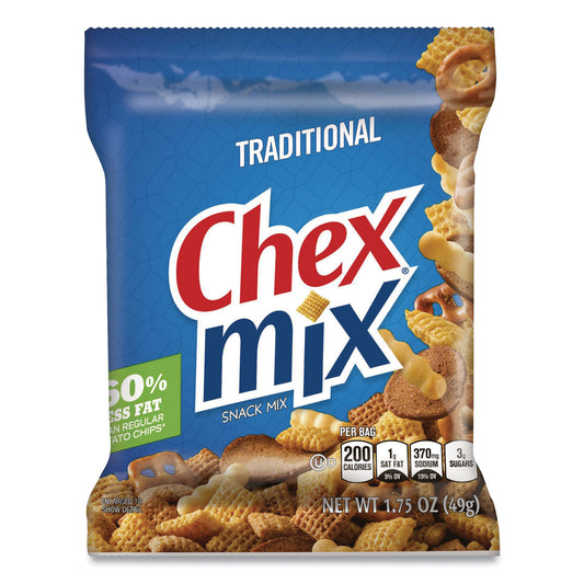 Chex Mix Traditional Snack Mix, 1.75 oz Snack Pack, 60 Packs/Carton (1240)